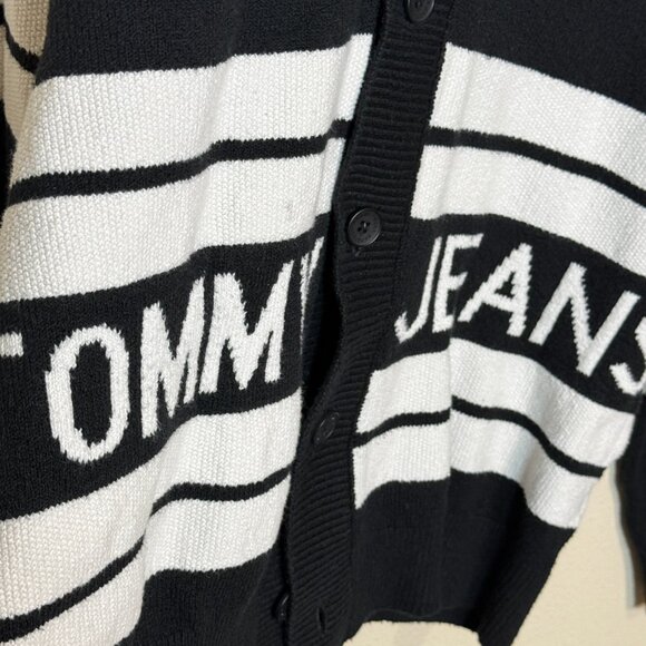 Tommy Hilfiger Cardigan Stripe Graphic Tommy Jeans Man Black White M - Picture 2 of 9